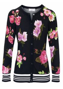 Heine, Damen Druckstrickjacke Feinstrick, Hellgrün / Helllila / Rosa / Schwarz