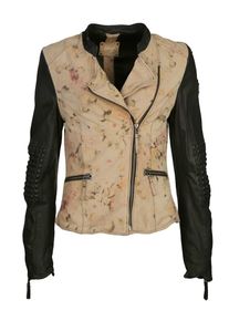 Maze, Damen Lederjacke 'Amarah', Hellbeige / Schwarz