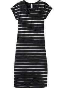 sheego Casual, Damen Maxikleid, Schwarz / Weiß