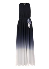 Apart, Damen Kleid, Nachtblau / Taubenblau / Naturweiß