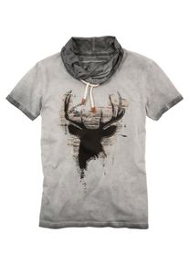 Marjo, Herren Trachtenshirt mit Print, Anthrazit