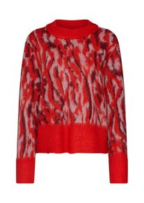 Y.A.S, Damen Pullover 'Alena', Hellgrau / Rot / Dunkelrot