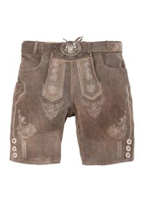 Country Line, Herren Trachtenlederhose kurz mit Stickeleten, Braun