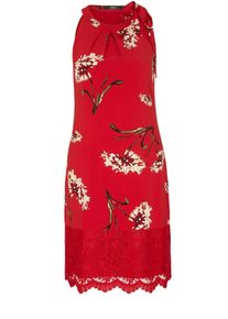s.Oliver BLACK LABEL, Damen Kleid, Grün / Rot / Weiß