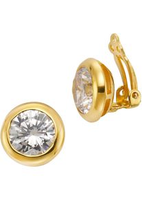 Firetti, Damen Paar Ohrclips mit Zirkonia, Gold / Weiß