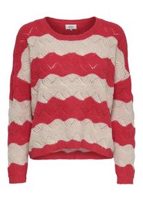 Only, Damen Pullover, Grau / Rot