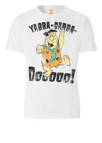 logoshirt, Herren T-Shirt "Familie Feuerstein", T&uuml;rkis / Orange / Schwarz / Wei&szlig;