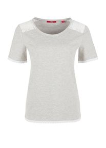 s.Oliver RED LABEL, Damen Glitzershirt mit Ethno-Stitchings, Hellgrau