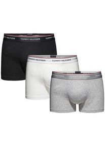 Tommy Hilfiger, Herren Boxershorts 'BT Trunk premium ess', Grau / Schwarz / Wei&szlig;