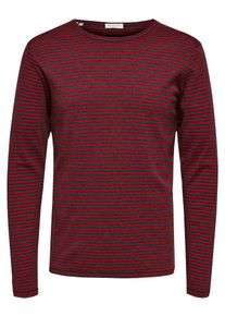 Selected Homme, Herren Streifen T-Shirt mit langen &Auml;rmeln, Dunkelgrau / Weinrot