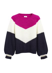 next, M&auml;dchen Pullover, Kobaltblau / Pink / Wei&szlig;