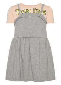 name it, Mädchen T-Shirt-Kleid, Grau / Pfirsich