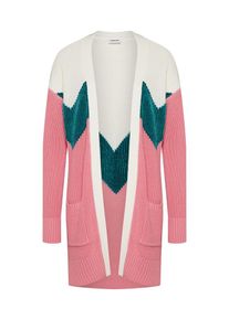 Noisy may, Damen Cardigan, Petrol / Rosa / Naturweiß