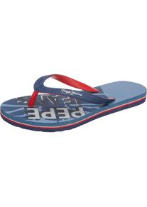 Pepe Jeans, Zehentrenner BEACH BLUE, Rauchblau / Himmelblau / Neonrot