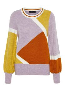 Véro Moda VERO MODA, Damen Langärmeliger Strickpullover, Senf / Pastelllila / Dunkelorange / Weiß