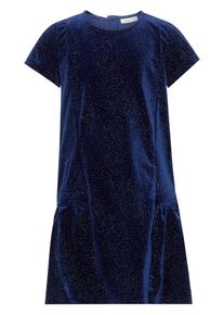 name it, Mädchen Gepunktetes Glitzer-Samt Kleid, Nachtblau