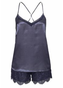 Lascana, Damen Satin-Shorty mit Spitzen Shorts und Tr&auml;gertop, Nachtblau