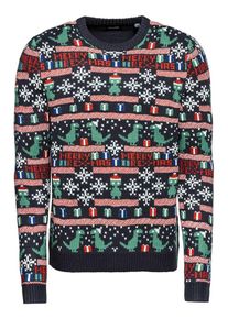 Only & Sons Only & Sons, Herren Pullover 'XMAS 7 JAQUARD', Navy / Gr&uuml;n / Rot