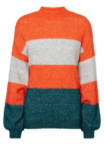 Pieces, Damen Pullover, Dunkelgrün / Neonorange