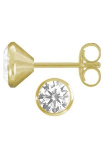 Firetti, Damen Ohrstecker Ø ca. 5,5 mm mit Zirkonia, Gold / Weiß