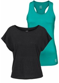 H.I.S. H.I.S, Damen T-Shirt, Türkis / Schwarz