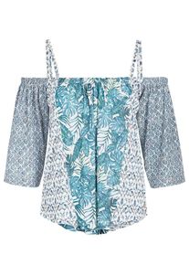 Khujo, Damen Shirt 'Jinx Mixmatch', Blau / Pastellblau / Weiß