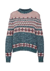 Essentiel Antwerp, Damen Pullover 'Rochers jacquard sweater', Grün / Rosa