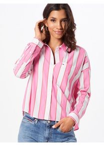 Tommy Jeans, Damen Bluse 'TJW CROPPED BOXY MULTI SHIRT', Pink / Weiß