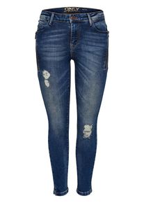 Only, Damen Skinny Fit Jeans 'Car reg Zip Ankle', Blue Denim / Dunkelblau