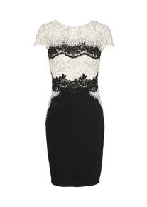 Lipsy, Damen Cocktailkleid 'MONO LACE', Schwarz / Wei&szlig;