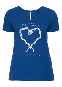 sheego Casual, Damen T-Shirt, Blau / Weiß
