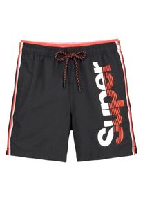Superdry, Herren Badeshort 'Racer', Hellrot / Schwarz / Weiß