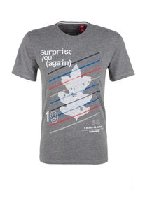 s.Oliver RED LABEL, Herren Jerseyshirt, Graumeliert / Wei&szlig;