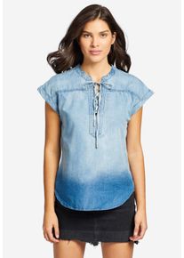 Khujo, Damen Bluse 'Ella', Blau / Blue Denim