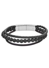 Fossil, Herren Armband, Schwarz / Silber