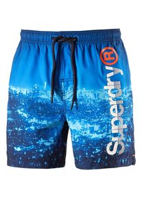 Superdry, Herren Badeshorts, Blau / Hellrot / Wei&szlig;