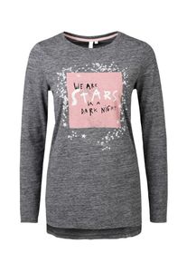 Q/S Designed By, Damen Langarmshirt mit Metallic-Print, Grau / Rosa