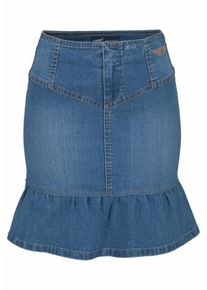 Arizona, Damen Jeansrock 'mit Volant-Saum', Hellblau
