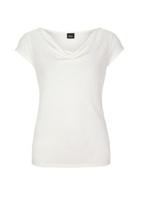 s.Oliver BLACK LABEL, Damen Shirt mit Wasserfall-Ausschnitt, Weiß