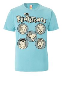 logoshirt, Herren T-Shirt 'Familie Feuerstein', T&uuml;rkis / Rauchblau