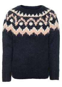 name it, M&auml;dchen Strickpullover, Dunkelblau / Pastellpink / Wei&szlig;