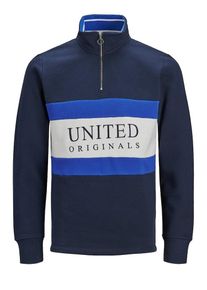 Jack & Jones JACK & JONES, Herren Sweatshirt 'JOR', Blau / Nachtblau / Wei&szlig;