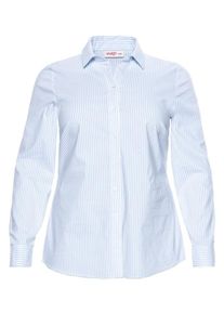 sheego Basic, Damen Klassische Stretch-Bluse, Hellblau / Wei&szlig;