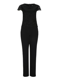 s.Oliver BLACK LABEL, Damen Eleganter Jumpsuit mit Spitze, Schwarz