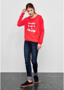 Q/S Designed By, Damen L&auml;ssiges Longsleeve mit Artwork, Cranberry