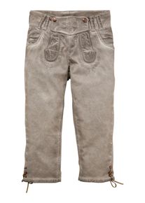 Marjo, Damen Trachtenhose 3/4 mit besticktem Latz, Ecru