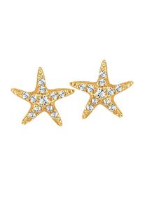 Elli, Damen Ohrringe 'Seestern', Gold / Weiß