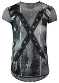 Trueprodigy, Herren T-Shirt 'Texas hold em', Anthrazit / Schwarz