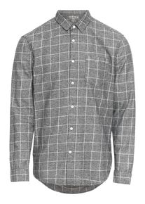 Review, Herren Hemd 'GRID SHIRT', Grau / Weiß