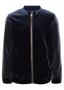 name it, M&auml;dchen Sportliche Velours- Strickjacke, Nachtblau